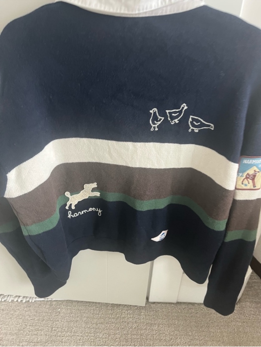 Sea New York Navy, White, Brown & Green Striped Rugby Sweatshirt - Picture 10 of 16